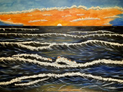 3 D waves 24x36 oil over acrylic and plaster $400