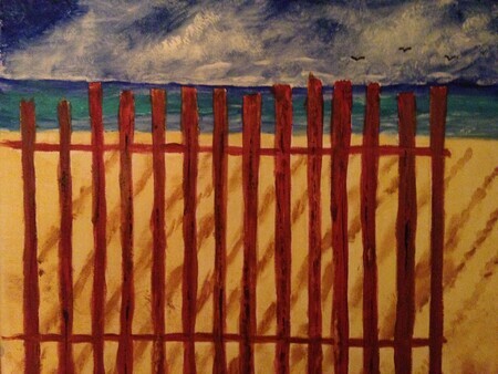 Beach snow fence 11 x14 oil $175