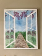 Blossoms through the Window 20 x 24 acrylic