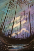 Evening Pines lesson 16 x 20 acrylic $250