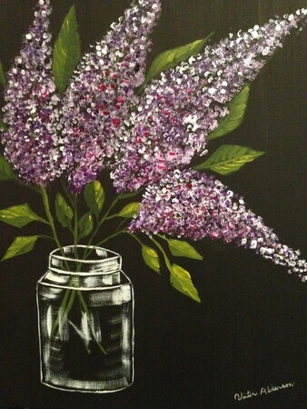 Lilac in a Mason Jar 16 x 20 acrylic $275