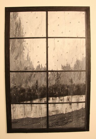 Raindrops on Window 24 x 36 acrylic sold